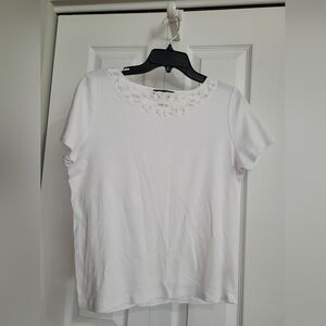 Elegant White Lace Trim Top